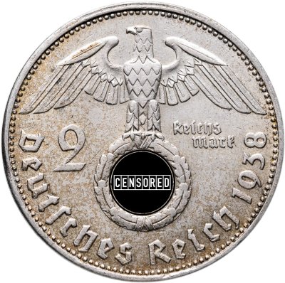 купить Германия 2 рейхсмарки (reichsmark) "Гинденбург" 1939 Третий рейх, знак монетного двора "В" - Вена