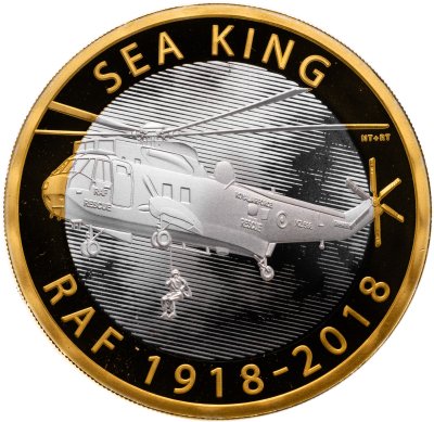 купить Великобритания 2 фунта 2018 "100 лет Королевским ВВС - Sea king Морской царь", в футляре с сертификатом