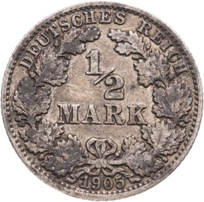 купить Германия 1/2 марки 1905 "G"