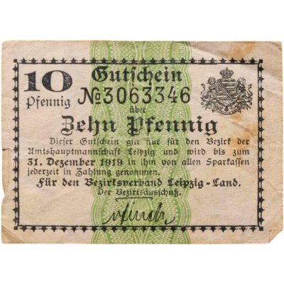 купить Германия, нотгельды, Лейпциг 10 пфеннигов 1919