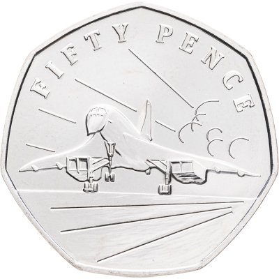 купить Гернси 50 пенсов (pence) 2012 "50 лет первому полету Конкорда - Посадка"