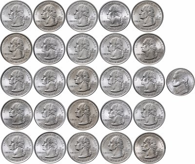 купить США набор из 25 квотеров (25 центов) и 5 центов 2004 США серии "Штаты и территории" 1999-2009гг