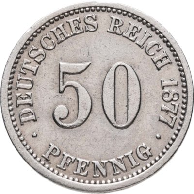 купить Германия 50 пфеннигов 1877 C Без венка на аверсе знак монетного двора: "C" - Франкфурт-на-Майне
