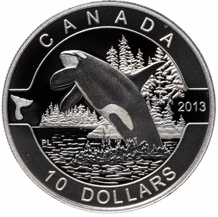 купить Канада 10 долларов 2013 "Косатка" в футляре, с сертификатом