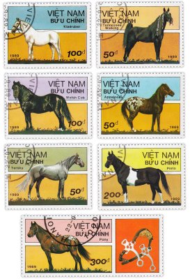 купить Вьетнам марки набор из 7 штук "Флора и Фауна. Лошади"