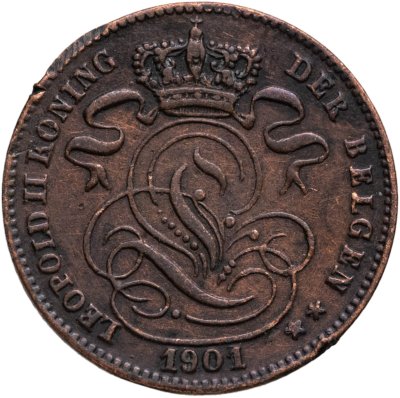 купить Бельгия 1 сантим (centime) 1901 Надпись на голландском - 'DER BELGEN'