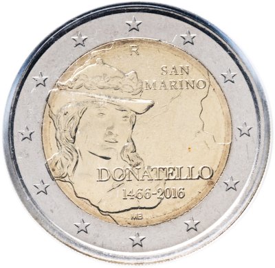 купить Сан-Марино 2 евро 2016 "550 лет со дня смерти Донателло", в буклете