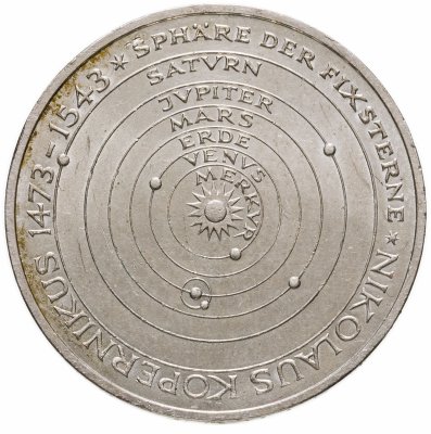 купить Германия 5 марок 1973 500 лет со дня рождения Николая Коперника
