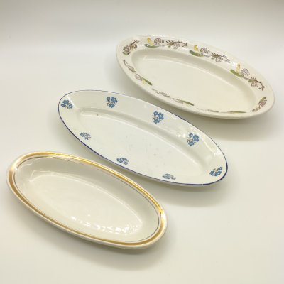 купить Набор из 3-х сервировочных блюд с цветочным декором (в подборе), фаянс, деколь, золочение, Конаковский фаянсовый завод им. М.И. Калинина (ЗиК Конаково), СССР, 1952-1991 гг.