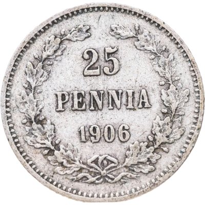 купить 25 пенни (pennia) 1906 L, монета для Финляндии