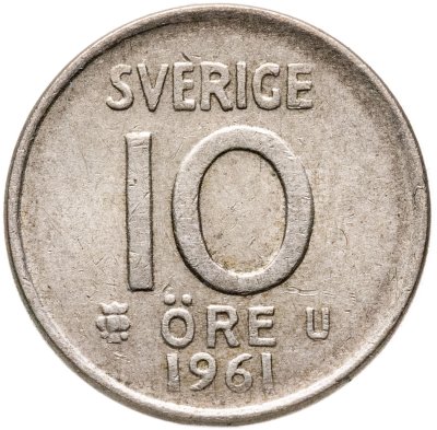 купить Швеция 10 эре (ore) 1961, знак монетного двора: "U" - Бенкт Ульвфот