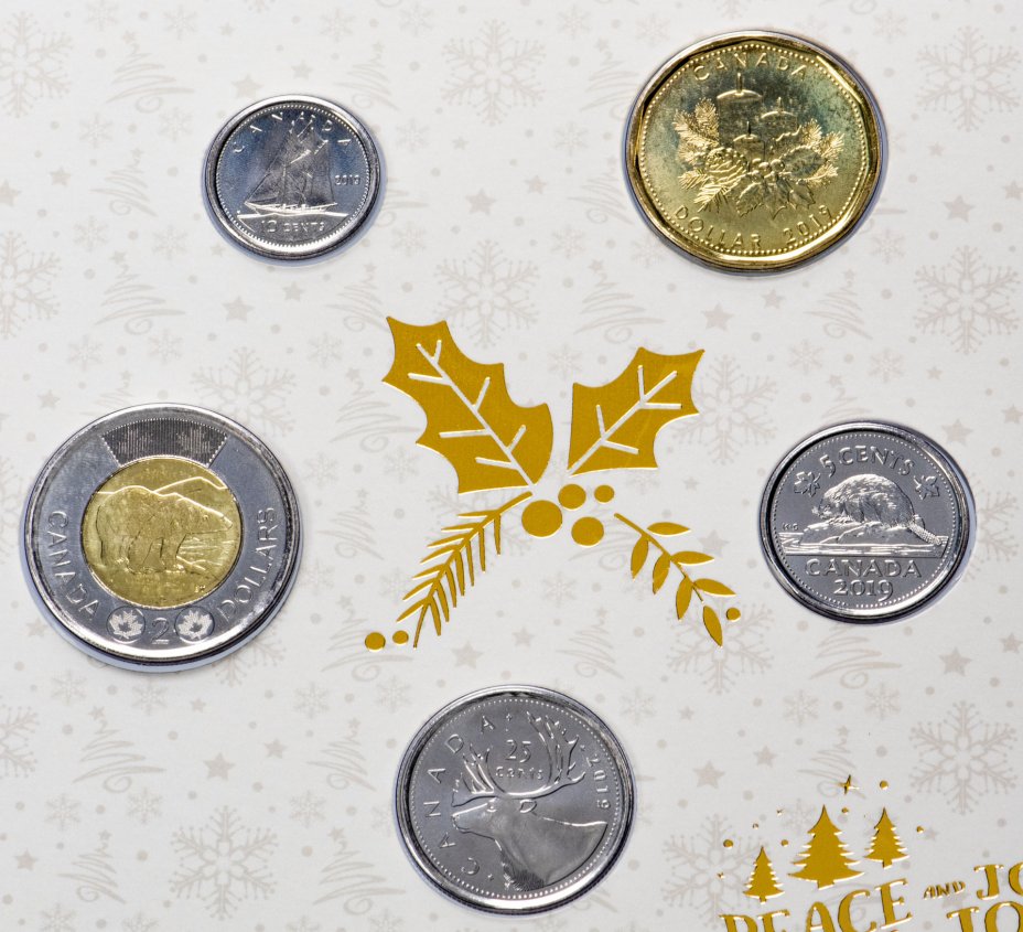 купить Канада 2019 официальный набор из 5 монет "Рождественский" в буклете