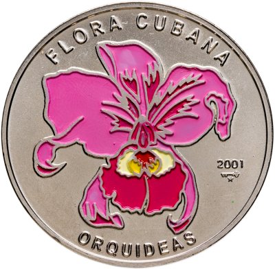купить Куба 1 песо (peso) 2001 Орхидея /розовая/