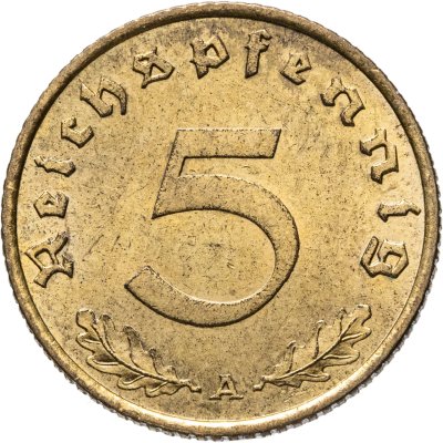 купить Германия (Третий рейх) 5 рейхспфеннигов (reichspfennig) 1939 A