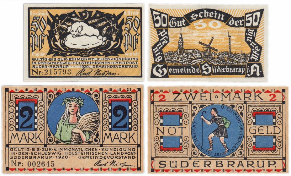 купить Германия (Шлезвиг-Гольштейн: Зюдербраруп) набор из 2-х нотгельдов 1921 (1294/B2)