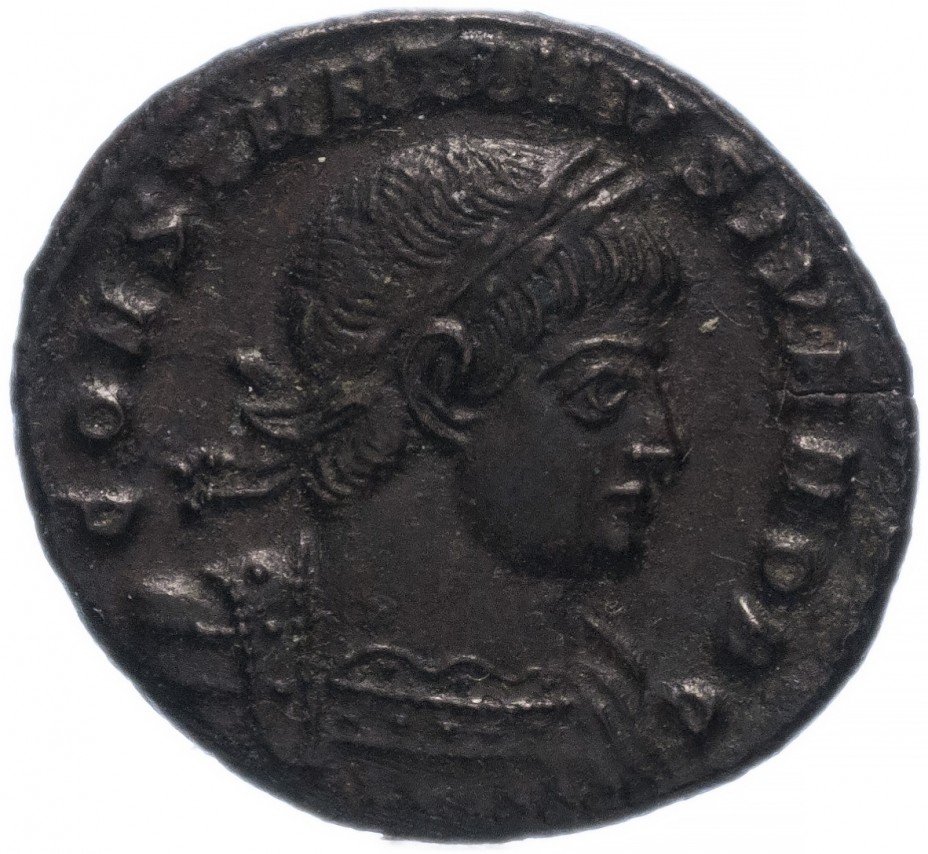 купить Римская Империя Константин II 317–340 гг фоллис (реверс: два воина стоят лицом друг к другу, между ними два штандарта)