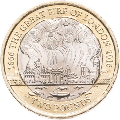 купить Великобритания 2 фунта (pounds) 2016 "350 лет Великому лондонскому пожару"
