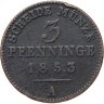 Купить Германия, Пруссия 3 пфеннига  1853