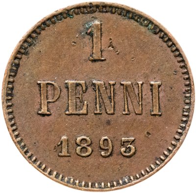 купить 1 пенни 1893, монета для Финляндии