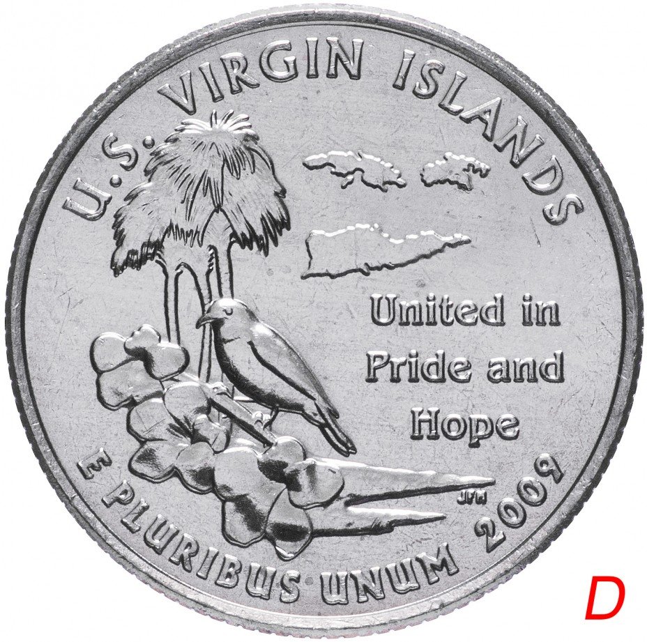 купить США 1/4 доллара (квотер, 25 центов) 2009 D "Американские Виргинские острова"