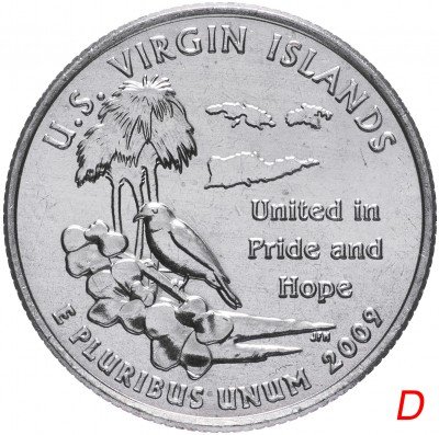 купить США 1/4 доллара (квотер, 25 центов) 2009 D "Американские Виргинские острова"