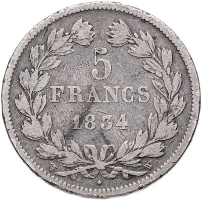 купить Франция 5 франков (francs) 1834