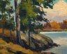 Купить Картина "Прибрежный пейзаж с соснами", оформленная в раму, художник "K. W..." (не поддается прочтению), холст, масло, дерево, Европа, 1910-1950 гг.