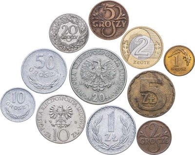 купить Польша набор из 11 монет 1, 2, 5, 10, 20, 50 грошей, 1, 2, 5, 10, 20 злотых 1923-2016