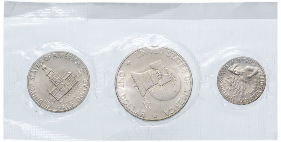 купить США набор из 3-х монет "200 лет независимости" 1976 "S" в запайке