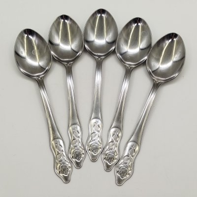 купить Набор из 5-ти столовых ложек "Роза", Ашинский металлургический завод, нержавеющая сталь, СССР, 1980-1990 гг.
