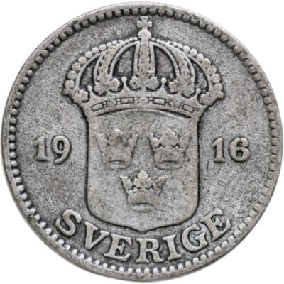 Купить Швеция 25 эре (ore) 1916
