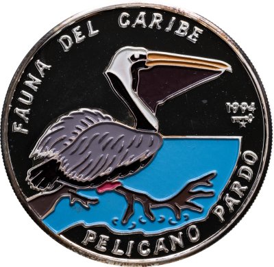 купить Куба 10 песо (peso) 1994 Карибская фауна - Американский бурый пеликан (Pelecanus occidentalis)