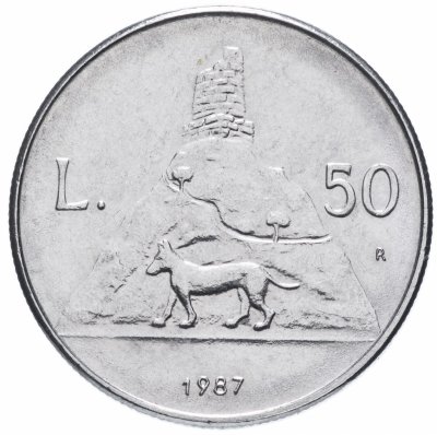 Купить Сан-Марино 50 лир (lire) 1987   "15 лет возобновлению чеканке монет"