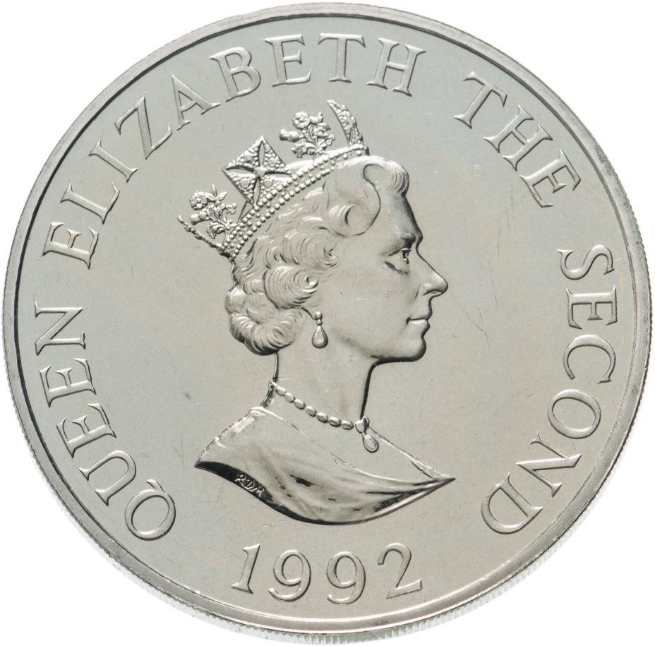 Монета олдерни 2 фунта (pounds) 1992 40 лет правлению Королевы ...