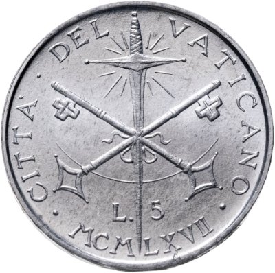 купить Ватикан 5 лир (lire) 1967