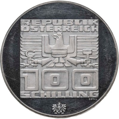 купить Австрия 100 шиллингов 1976 "XII зимние Олимпийские Игры, Инсбрук 1976" пруф, Халль-ин-Тироль, в капсуле