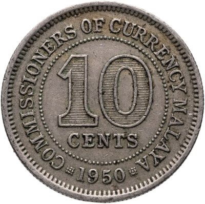 купить Малайя 10 центов (cents) 1950