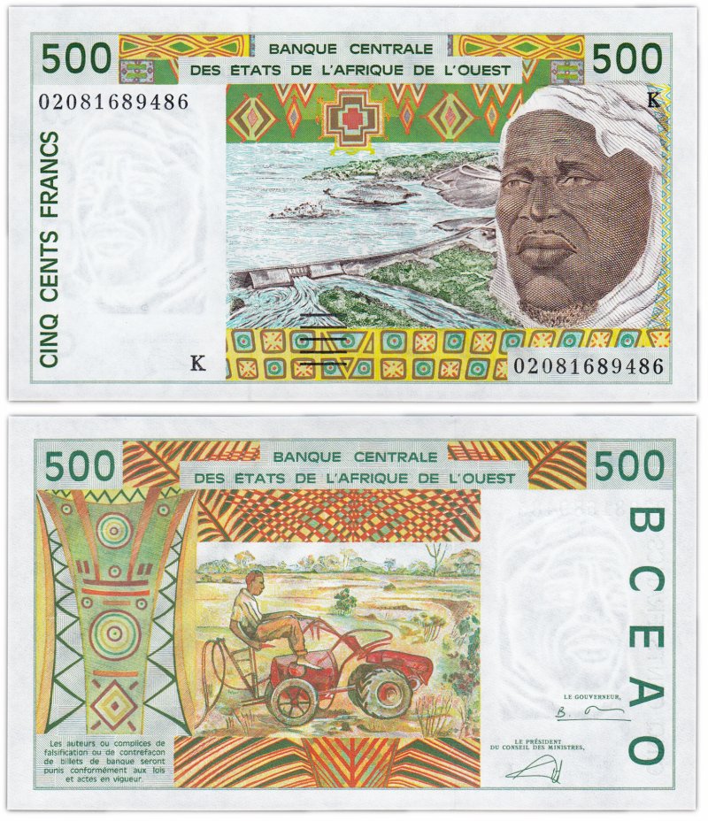 купить Западная Африка 500 франков 2002 (Pick 710Kl) Литера К Сенегал