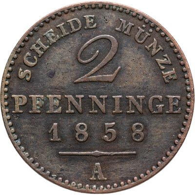купить Германия, Пруссия 2 пфеннига 1858