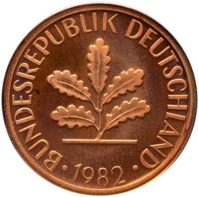 купить Германия 1 пфенниг (pfennig) 1982, знак монетного двора: "D" - Мюнхен