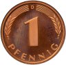 Купить Германия 1 пфенниг (pfennig) 1982, знак монетного двора: "D" - Мюнхен