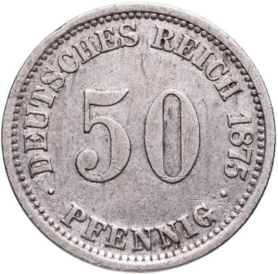 купить Германия 50 пфеннигов (pfennig) 1875, знак монетного двора: "A" - Берлин