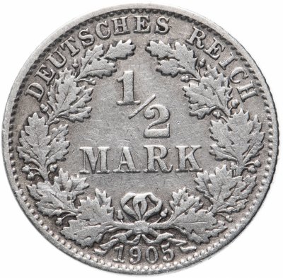 купить Германия (Германская империя) 1/2 рейх марки 1905 "E"