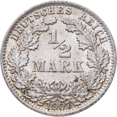 купить Германия 1/2 марки (mark) 1907 Знак монетного двора: "A" - Берлин