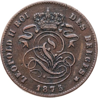 купить Бельгия 2 сантима (centimes) 1875 Надпись на французском - 'DES BELGES'
