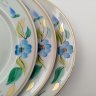 Купить Сервиз чайный с цветочным декором в голубой гамме на 6 персон (19 предметов), фарфор, роспись, золочение, Добрушский фарфоровый завод, СССР, 1978-1991 гг.