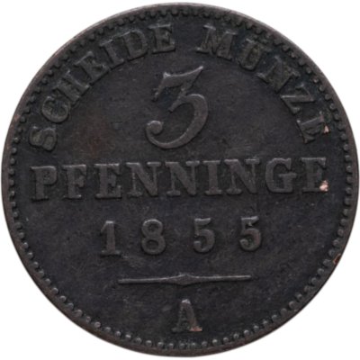 купить Пруссия 3 пфеннига 1855 A