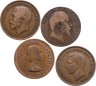 Купить Великобритания набор 4 монет 1 пенни (penny) 1902-1967. Эдуард VII, Георг V, Георг VI, Елизавета II