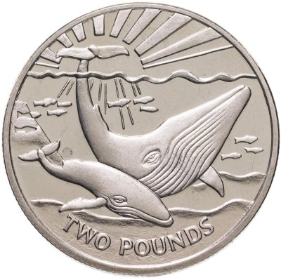 купить Южная Георгия 2 фунта 2017 Синий кит