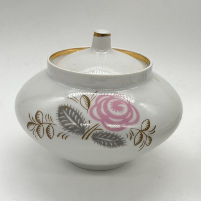 купить Сахарница с цветочным декором, фарфор, деколь, золочение, Дулевский фарфоровый завод (Дулёво), СССР, 1970-1990 гг.